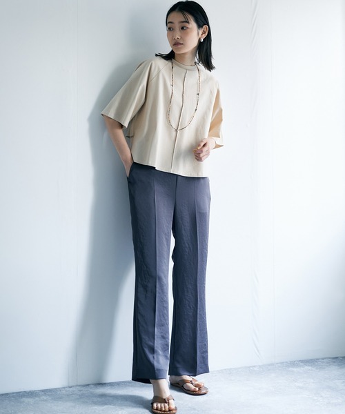 「Audrey and John Wad」 半袖カットソー FREE ライトベージュ レディース_画像2