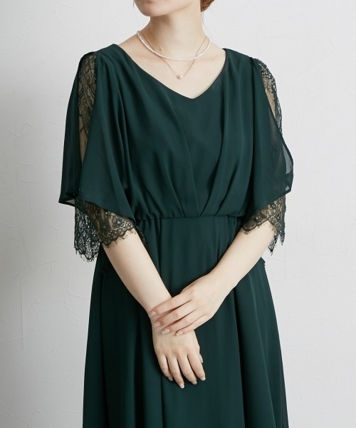 「Jolie et Jolie」 7分袖ワンピース LL グリーン レディース_画像2