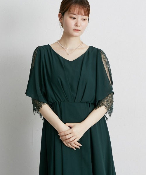 「Jolie et Jolie」 7分袖ワンピース LL グリーン レディース_画像3