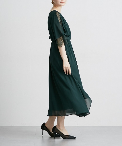 「Jolie et Jolie」 7分袖ワンピース LL グリーン レディース_画像7