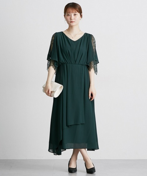 「Jolie et Jolie」 7分袖ワンピース LL グリーン レディース_画像8