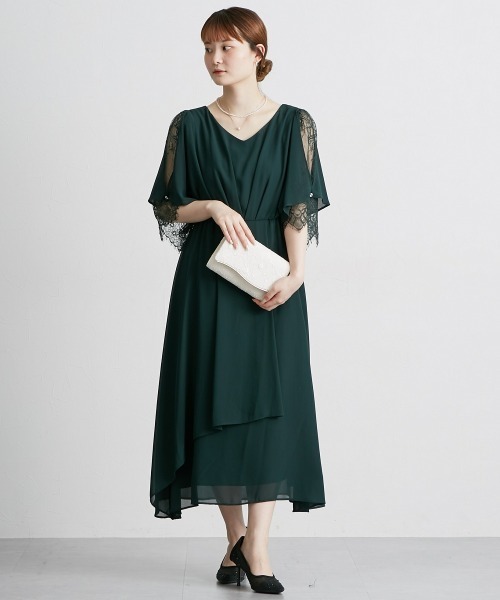 「Jolie et Jolie」 7分袖ワンピース LL グリーン レディース_画像9