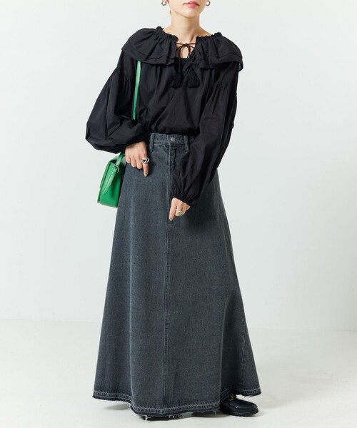 「FREAK'S STORE」 デニムスカート MEDIUM ネイビー レディース_画像3