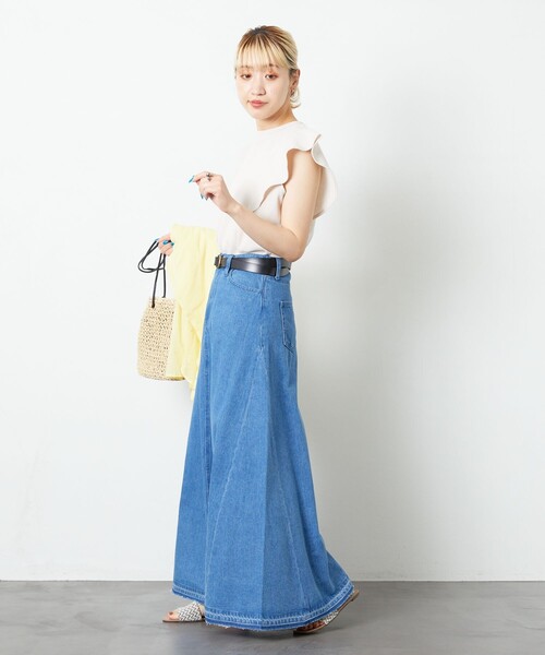 「FREAK'S STORE」 デニムスカート MEDIUM ネイビー レディース_画像4