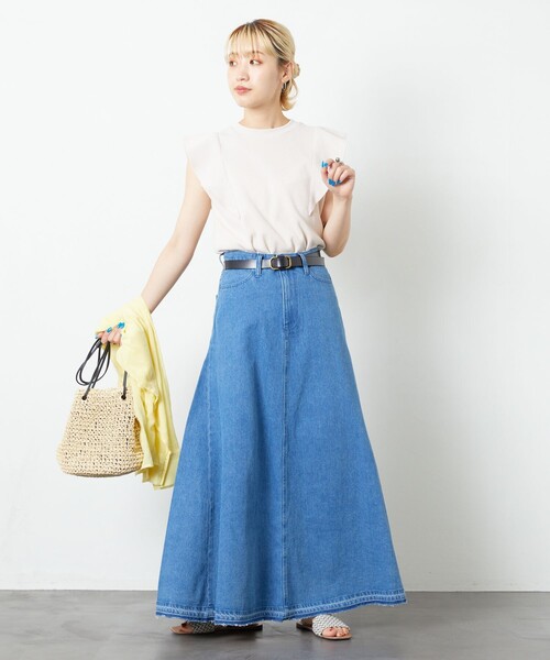 「FREAK'S STORE」 デニムスカート MEDIUM ネイビー レディース_画像8