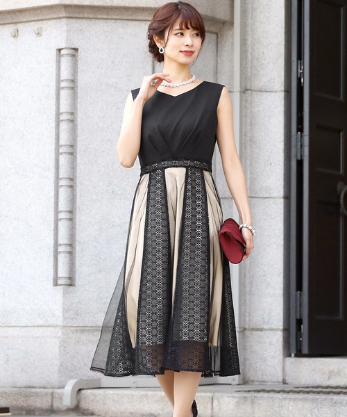 PourVous ドレス 結婚式ワンピースドレスソフトチュール