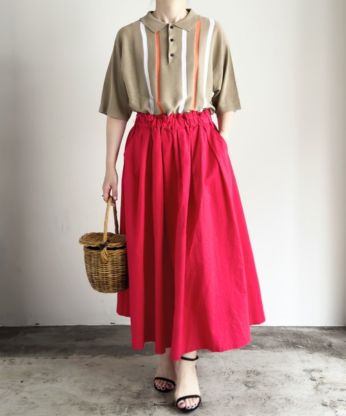 ポロシャツ ポロ COMMONWARE:ストライプ ニットポロS/S レディース メンズ