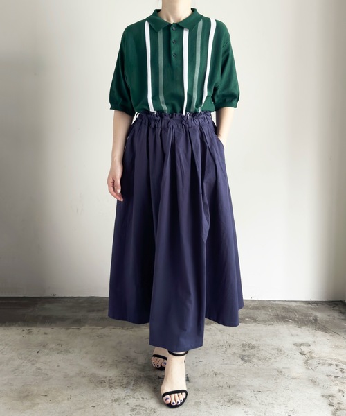 ポロシャツ ポロ COMMONWARE:ストライプ ニットポロS/S レディース メンズ COMMON WARE ポロシャツ ポロ COMMONWARE:ストライプ ニットポロ