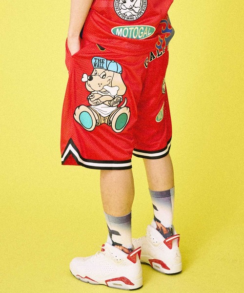 GALFY / チーム犬 / メッシュショートパンツ / L / 新品未使用 GALFY (ガルフィー) 「チーム犬」メッシュショーツ RED / ロック