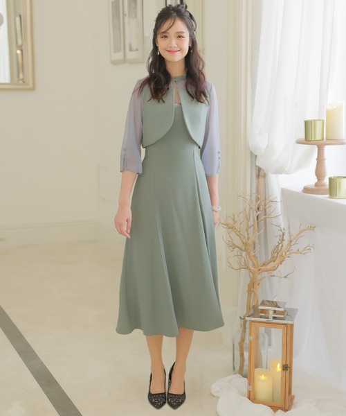 PourVous ドレス 2Wayトップス パーティードレス お呼ばれミモレ
