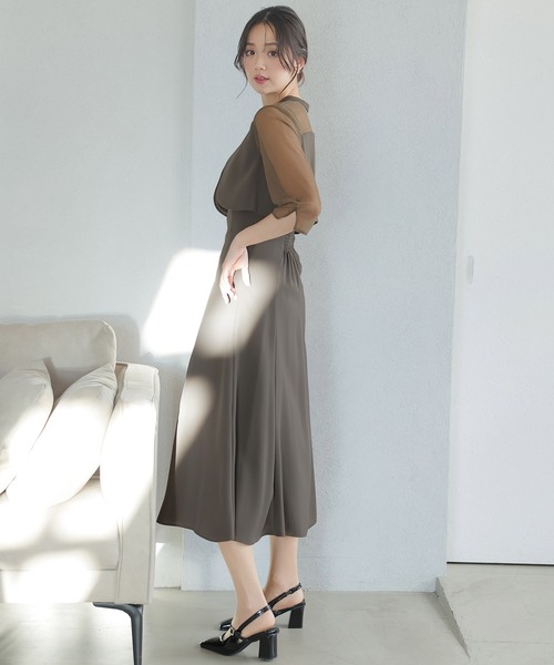 PourVous ドレス 2Wayトップス パーティードレス お呼ばれミモレ
