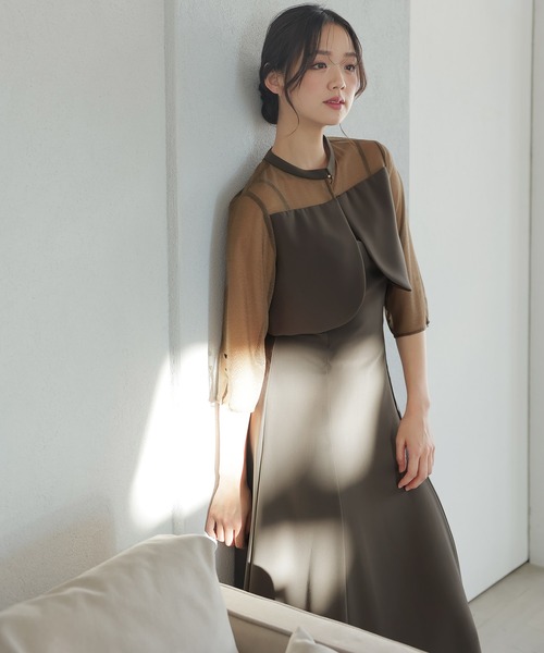 お呼ばれドレス　2way PourVous ドレス 2Wayトップス パーティードレス お呼ばれミモレ