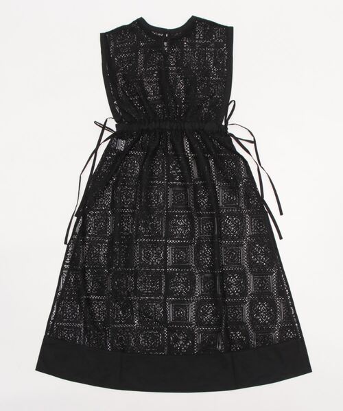 Nodress ワンピース　リボン　レース　ブラック　ワンピース ビッグリボンポイントロングワンピース | ファッション通販