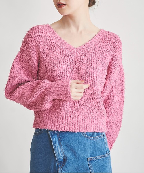 ニット カールヤーンVネックニット レディース : 79603682 : ZOZOTOWN 