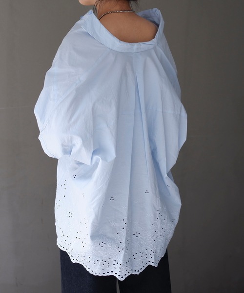 ブラウス シャツ インド綿 刺繍シャツ レディース メンズ antiqua ブラウス シャツ インド綿ドット刺繍シャツ レディース
