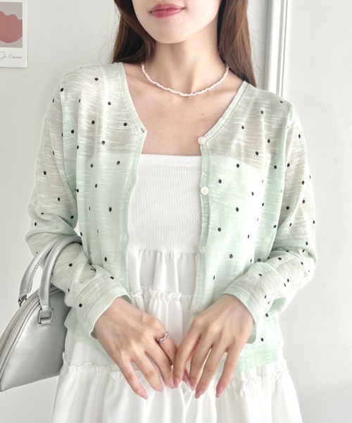 Loueme カーディガン ドットシアーカーディガン レディース