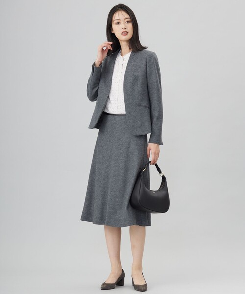 ジャケット ノーカラージャケット 「セットアップ対応」ウールスムース
