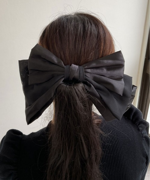 ヘアクリップ サテン シフォン ビッグ リボン バレッタ : ZOZOTOWN