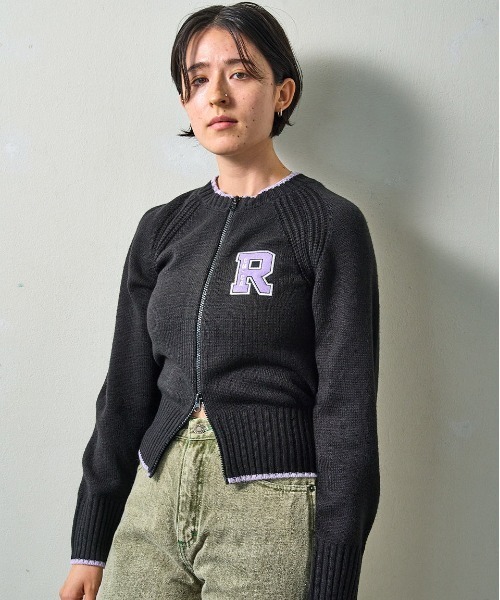 カーディガン RVCA レディース ZIP THRU KNIT CARDIG 0 カーディガン/ルーカワッペンジップアップニットカーディガン レディー