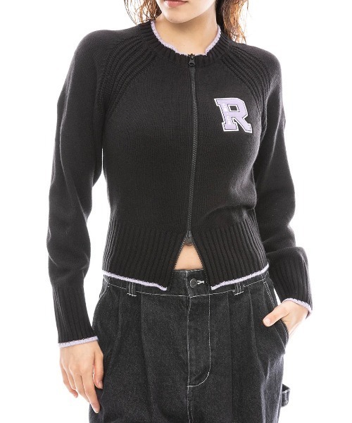 カーディガン RVCA レディース ZIP THRU KNIT CARDIG 0 カーディガン/ルーカワッペンジップアップニットカーディガン レディー RVCA カーディガン レディース ZIP THRU KNIT CARDIG 0