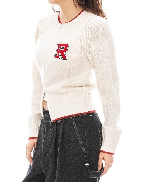 カーディガン RVCA レディース ZIP THRU KNIT CARDIG 0 カーディガン/ルーカワッペンジップアップニットカーディガン レディー RVCA カーディガン レディース ZIP THRU KNIT CARDIG 0