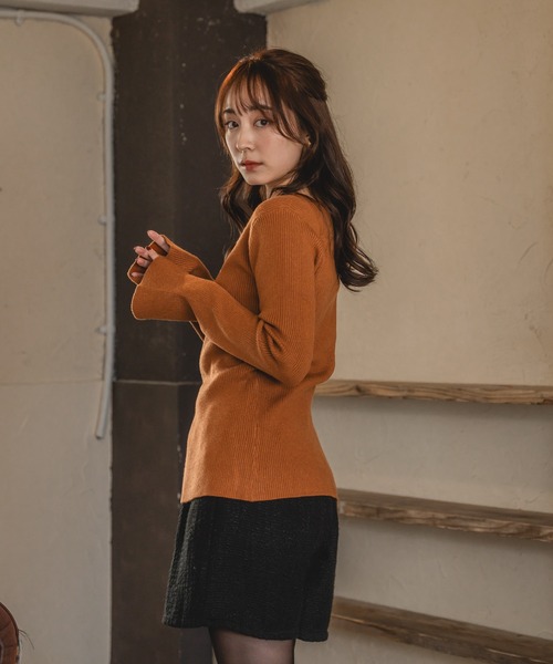 mideal 新品 アシンメトリーリブニット mideal（マイディール） ニット セーター asymmetry design rib tops