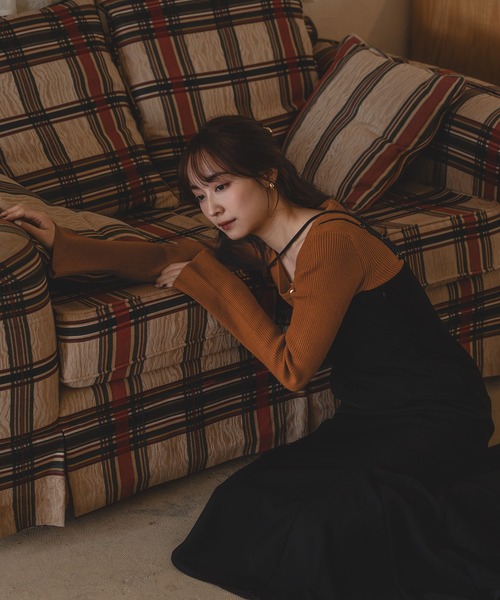 mideal（マイディール） ニット セーター asymmetry design rib tops