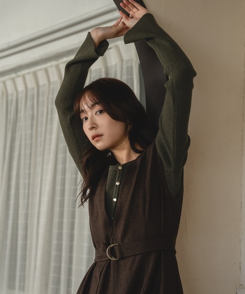 mideal 新品 アシンメトリーリブニット mideal（マイディール） ニット セーター asymmetry design rib tops