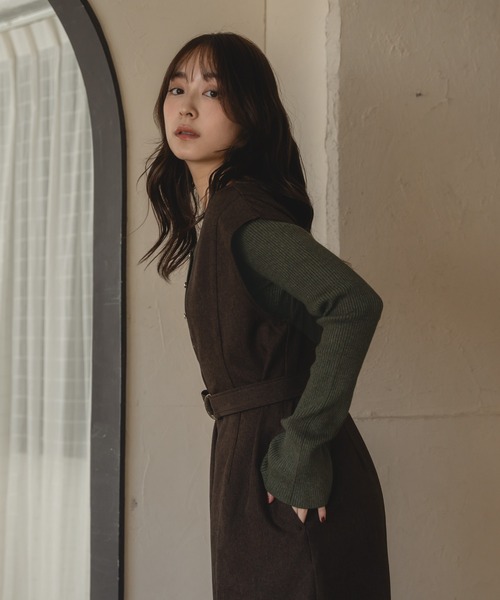 mideal（マイディール） ニット セーター asymmetry design rib tops