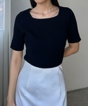 ニット セーター スクエアネック半袖リブニット...の詳細画像2