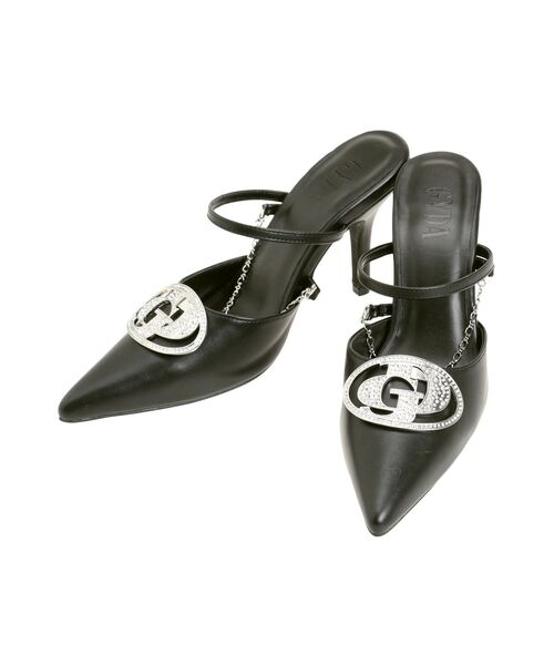 GYDA 3way GDビジューMOLDチェーンストラップポインテッドミュール GYDA パンプス 3way GDビジューMOLDチェーンストラップポイン