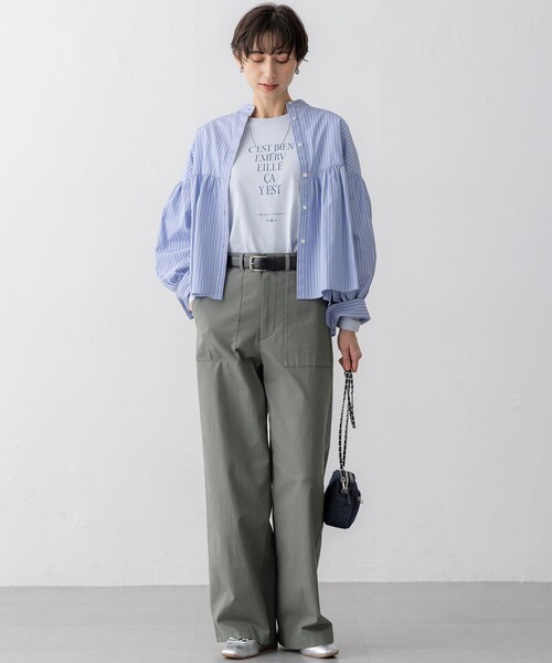 23区 ブラウス シャツ 「洗える」CANCLINI ギャザー フレア