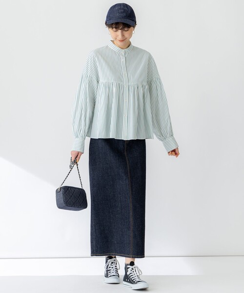 23区 ブラウス シャツ 「洗える」CANCLINI ギャザー フレア