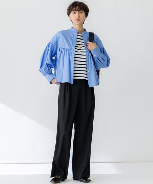 23区 ブラウス シャツ 「洗える」CANCLINI ギャザー フレア