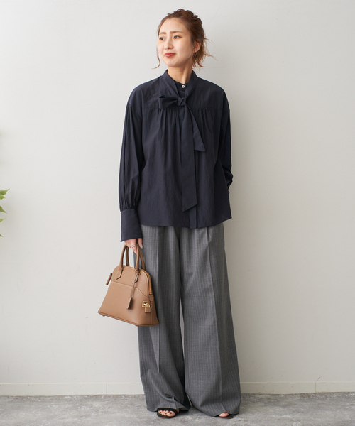 Spick＆Span ブラウス シャツ ボウタイ付きヨークギャザー
