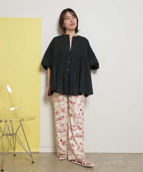 ブラウス シャツ 「前後2WAY」インド綿 ピンタック ボリューミーギャザーブラウス レディース palm RICHE ブラウス シャツ 「前後2WAY」インド綿 ピンタック