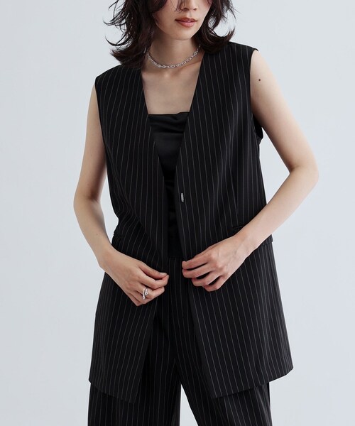 INDIVI GALLEST ベスト ジレ 「セットアップ可」ナローベルテッドジレ