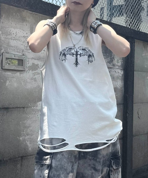 ダメージタンクトップ タンクトップ 25SS「MAROCORE SELECT」ウィングドクロス