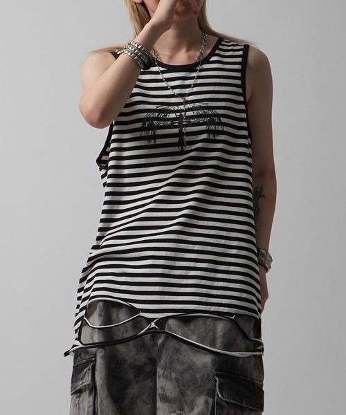 トップス  flash damage tank top タンクトップ 25SS「MAROCORE SELECT」ウィングドクロス
