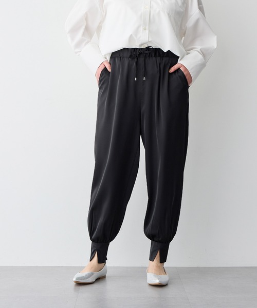 カーゴパンツ 「anyfee/プラスサイズ」サテンジョガーパンツ レディース | anyfee