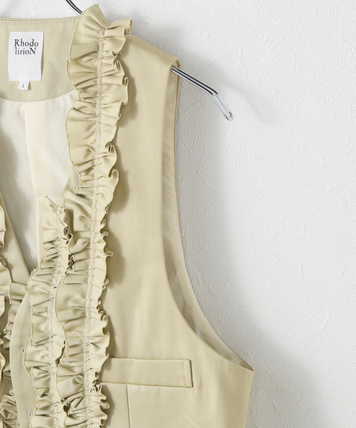 RHODOLIRION 定価4.9万円　フリル付ベスト　チノクロス RHODOLIRION｜コットン チノ クロス フリル ベスト “Frill Vest