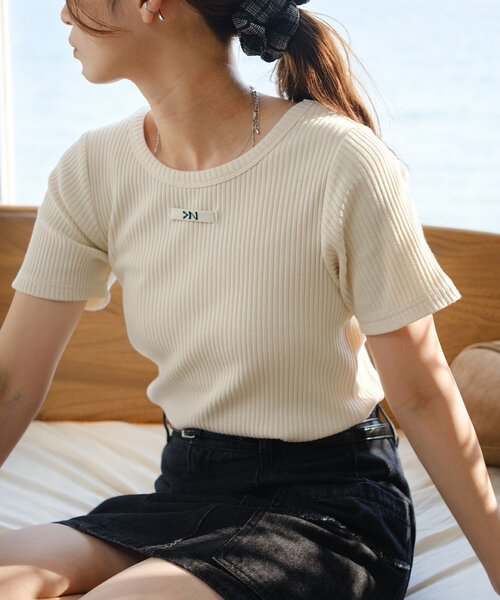 Kastane tシャツ ニットタグリブTEE レディース : ZOZOTOWN