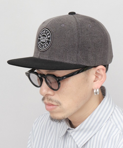 セレブ キャップ 帽子 メンズ サークルパッチ デニム 平ツバ ベース