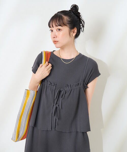 coloriFOXEY グレービスチェ・ ワンピース2点セット any SiS ワンピース 「2SET」ビスチェワンピース×シアーラッセル
