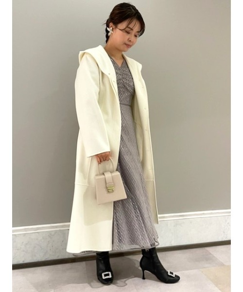 【美品】セルフォードCELFORD ノーカラーコート 36 SAX CELFORD（セルフォード） ノーカラーコート 36 ホワイト レディース