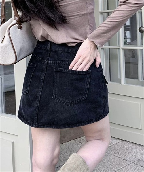 FREE STYLISTS デニムスカート フロントボタンデニムミニスカート