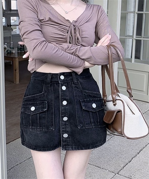FREE STYLISTS デニムスカート フロントボタンデニムミニスカート