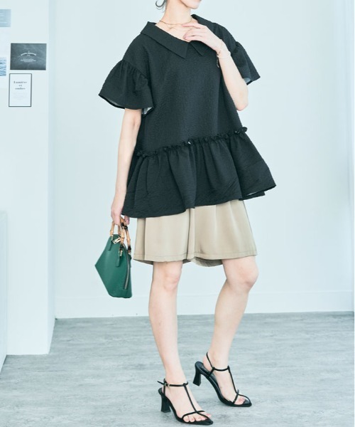 「kirakiraShop」 「KURICA」半袖チュニック L ブルー系その他 レディース