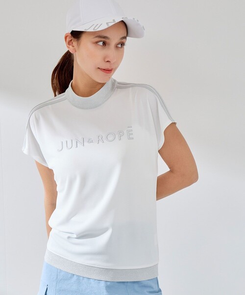 tシャツ 「接触冷感」「吸水速乾」フロントロゴラメコンビプルオーバー レディース