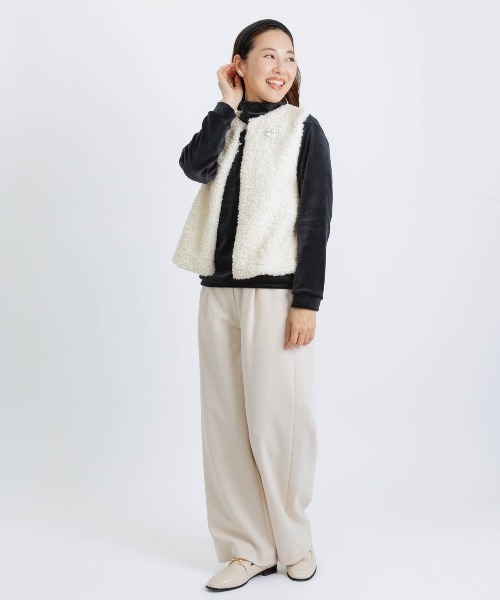 ワイドパンツ パンツ ウールライク保温ワイドパンツ レディース_20